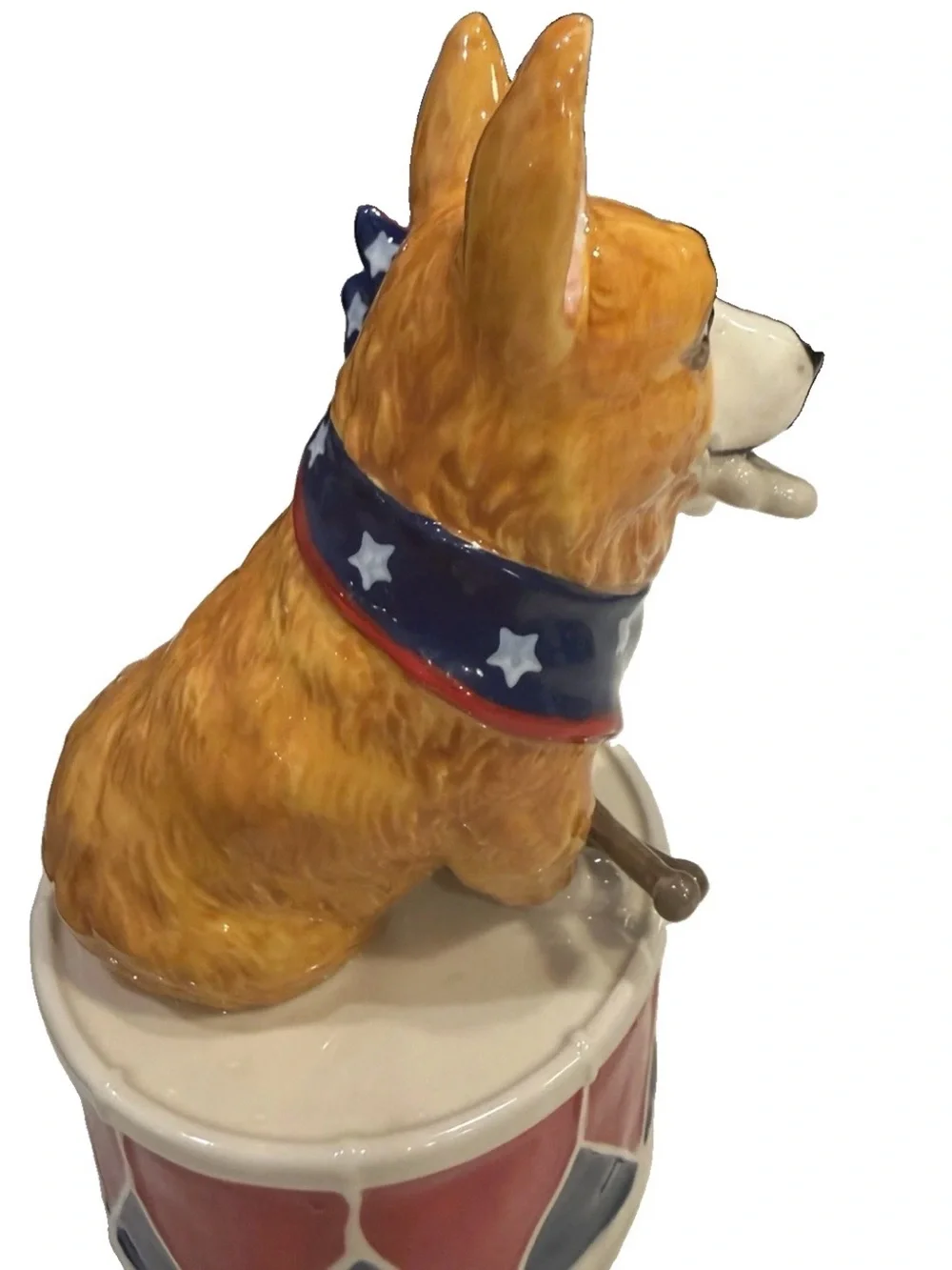 Blue Sky Heather Goldminc Corgi Patriotic Drummer Figurine